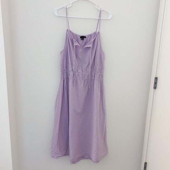 Saks Fifth Avenue Smocked Keyhole Linen Blend Purple Sun Dress - Picture 1 of 5